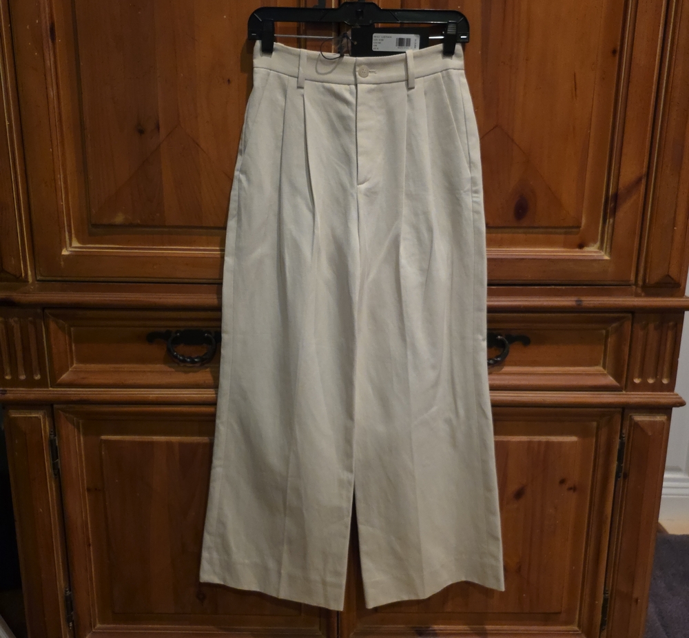 NWT Nili Lotan Flavie Pants Wide Leg Stone Size 00
